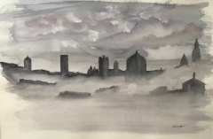 Nebbia in città (Bergamo) - 30,5 x 45,5 cm